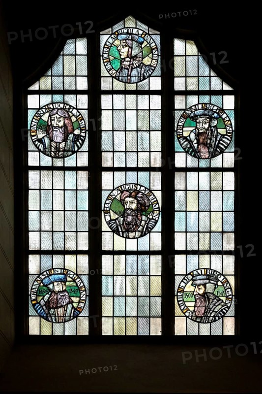 All Saint Church or Castle Church, Stained glass window, Luther City Wittenberg, Saxony Anhalt, Germany, Europe