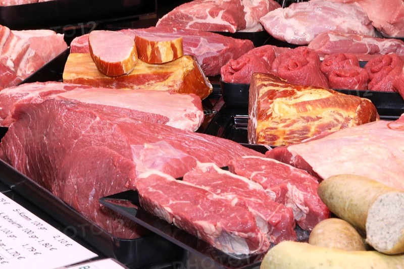 Variation of fine meat products in the butcher's shop