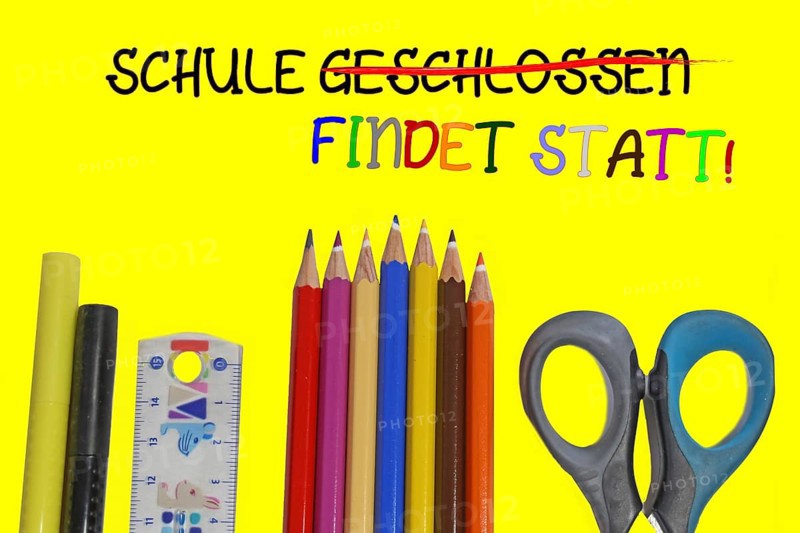 Symbolic image for the start of the new school year with German text