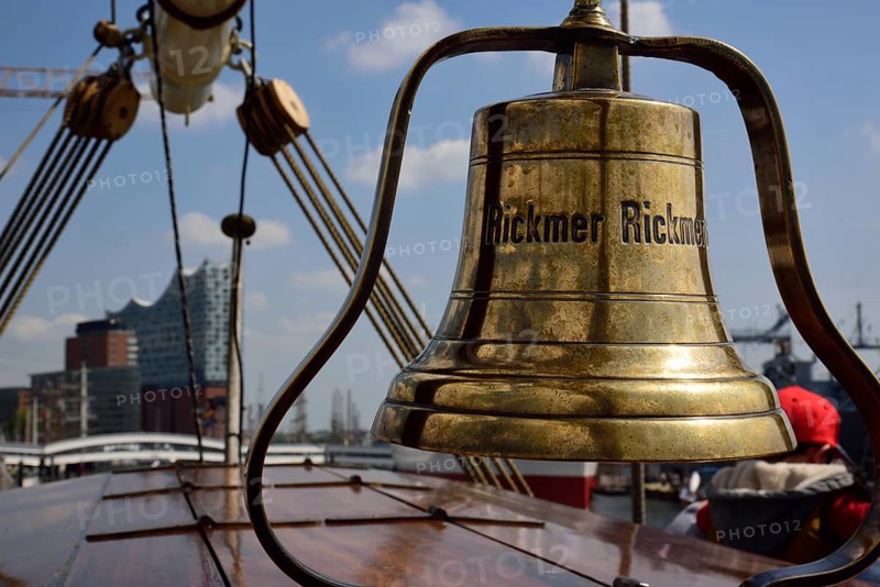 Europe, Germany, Hamburg, Elbe, museum ship, windjammer Rickmer Rickmers, ship's bell, Hamburg, Hamburg, Federal Republic of Germany, Europe