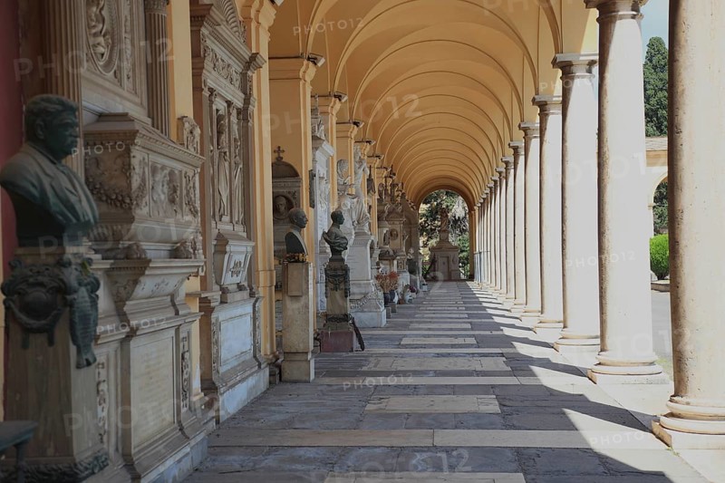 Cemetery gallery in Campo Verano, Cimitero Comunale Monumentale Campo Verano, the largest cemetery in Rome in the Tibertino district, Italy, Europe