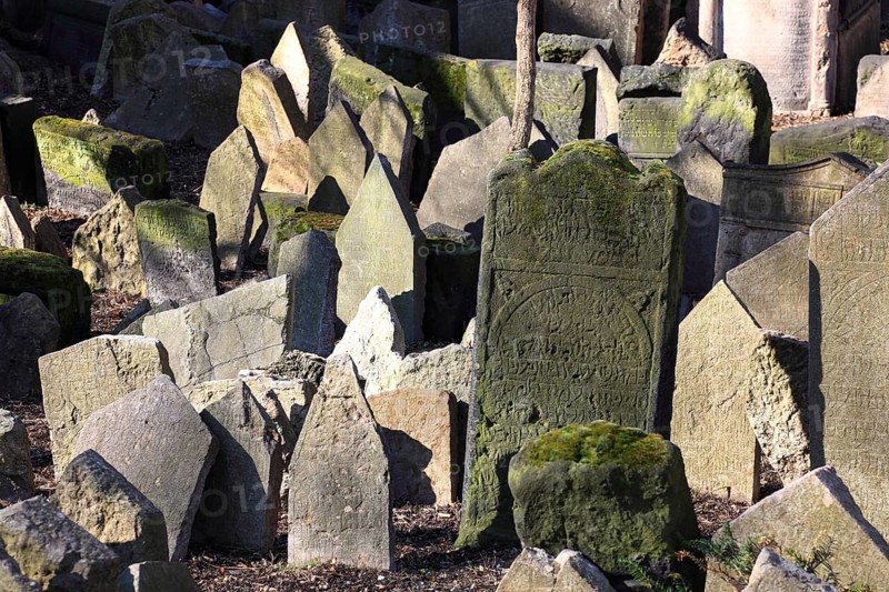The Old Jewish Cemetery in the Josefov district is one of the most historically significant Jewish cemeteries in Europe. It contains over 12, 000 gravestones and presumably the remains of 100, 000 people, Prague, Czech Republic, Europe