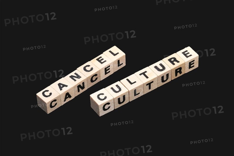 Symbolic image of the debate about the so-called Cancel Culture . Letter cubes show the words Cancel Culture against a black background