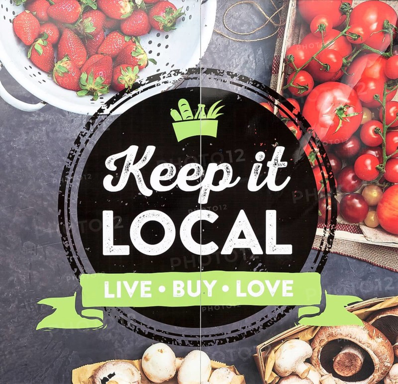 Keep It Local, East of England Co-operative Society shop advertising boards hoardings, Woodbridge, Suffolk, UK