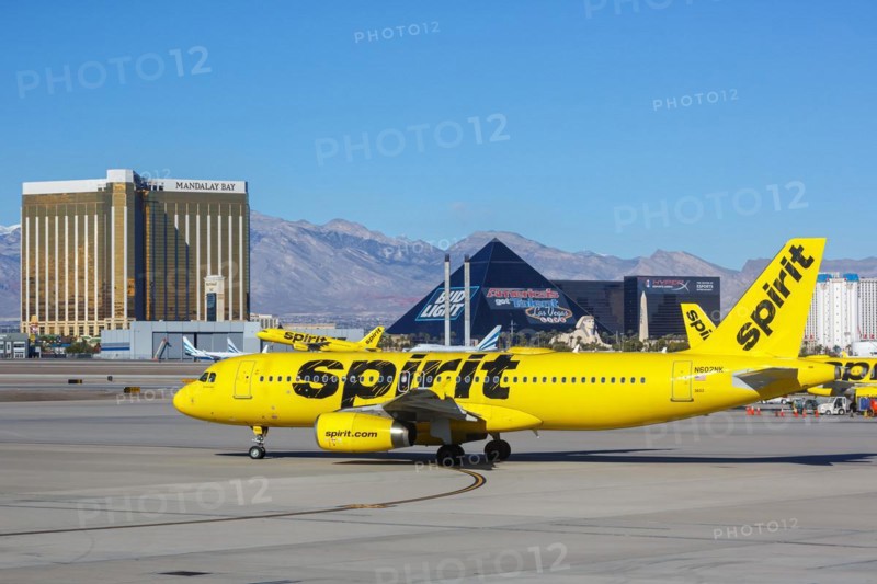 A Spirit Airlines Airbus A320 aircraft with the registration number N602NK at Las Vegas Airport, USA, North America
