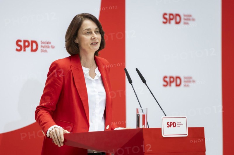 Katarina Barley, SPD lead candidate for the European elections, at a press conference in Berlin, 12 March 2024
