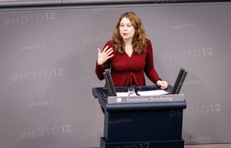 Jamila shepherd (Alliance 90/The Greens), recorded during a speech on the euro balance sheet in the German Bundestag in Berlin, 22/02/2024.Berlin, 11/04/2024