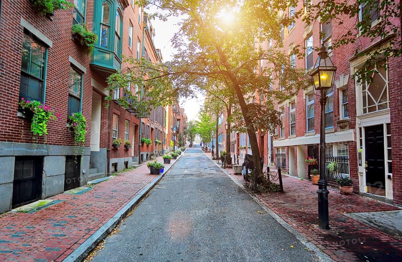 Boston Beacon Hill at sunset