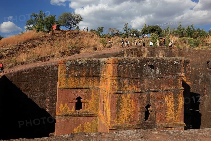Rock churches in Lalibela, the rock church of St George, Bete Kiddus Georiys, Bete Ghiorgis Church, Ethiopia, Africa