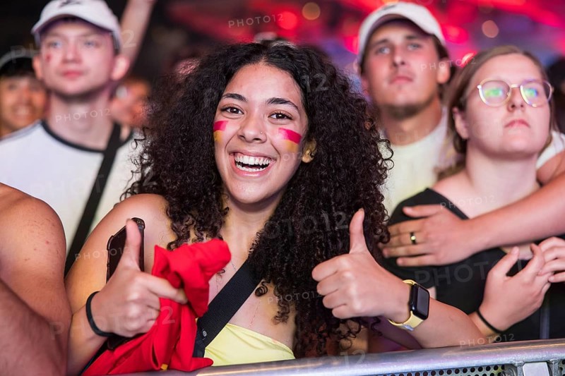 Fan of the Spanish team after scoring the 2:1 goal at the Adidas fan zone at the Bundestag during the final match between Spain and England at the European Football Championship, Berlin, 14 July 2024