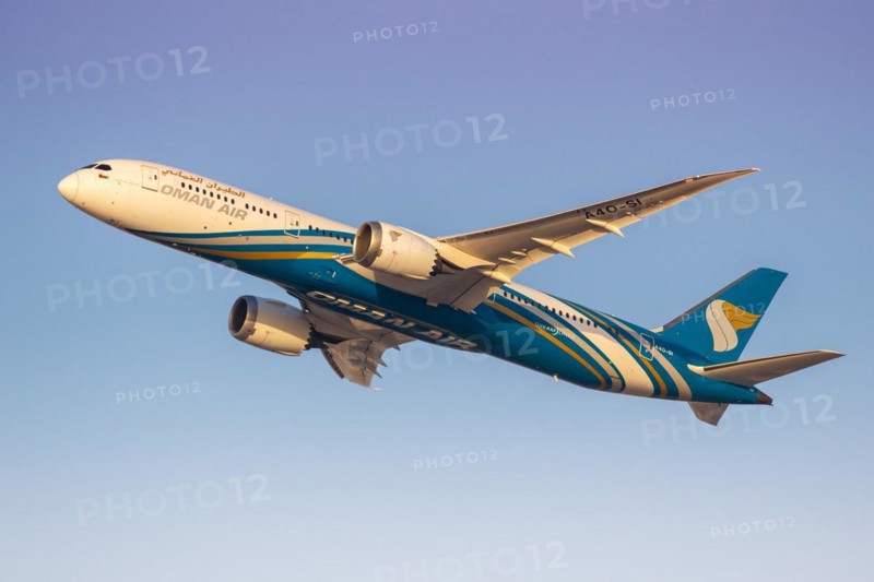 An Oman Air Boeing 787-9 Dreamliner aircraft with the registration A4O-SI at the airport in Dubai, United Arab Emirates, Asia