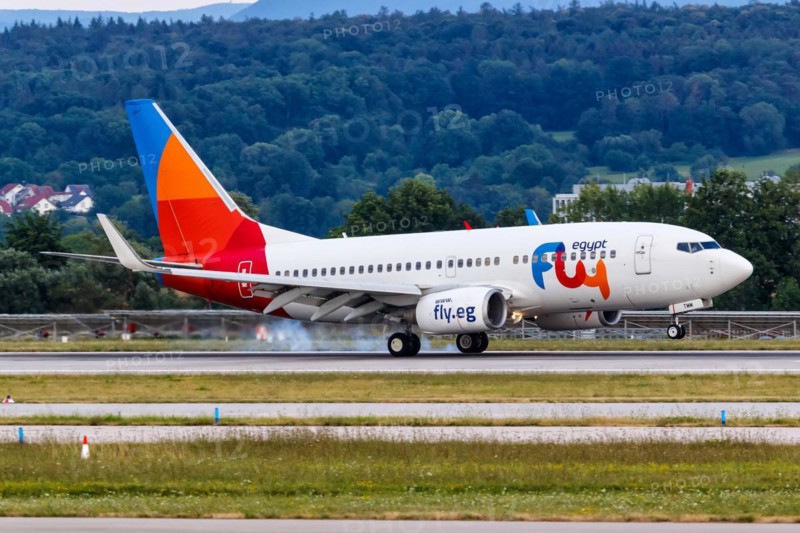A FlyEgypt Boeing 737-700 aircraft with the registration SU-TMM at Stuttgart Airport, Germany, Europe