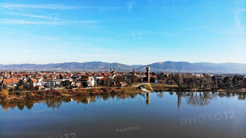 Aerial view of Ladenburg, Baden-Württemberg, Germany, Europe