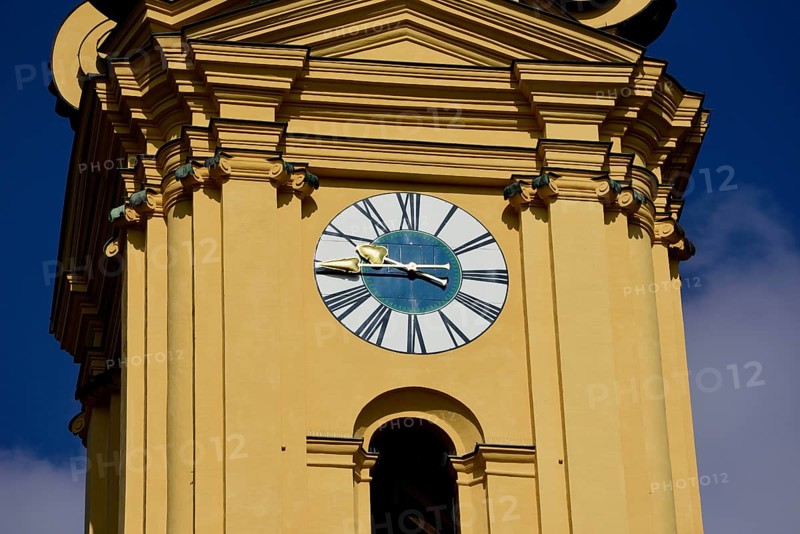 Europe, Germany, Bavaria, Munich, Odeonsplatz, Theatine Church, St Cajetan, founder of the Theatine Order, built 1663 to 1768, Baroque, towers, tower clock, Europe