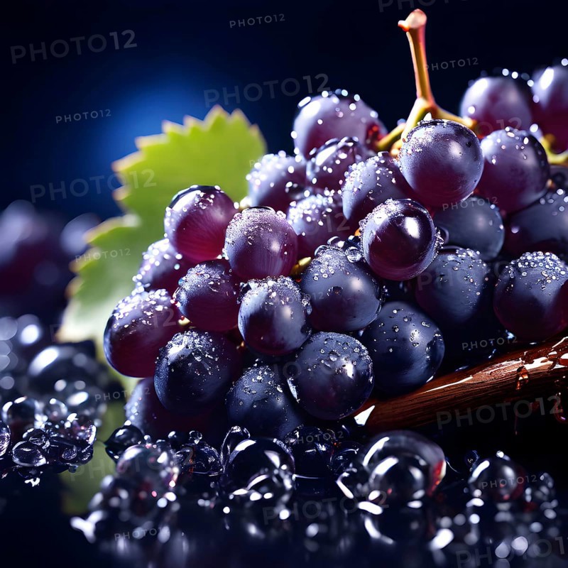 Harvest ready grape bunches with water droplets sparkling in the sunlight, AI generated
