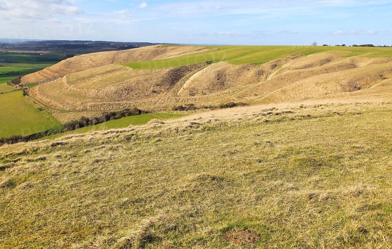Dry valleys chalk scarp slope Roundway Down, North Wessex Downs, Wiltshire, England, UK