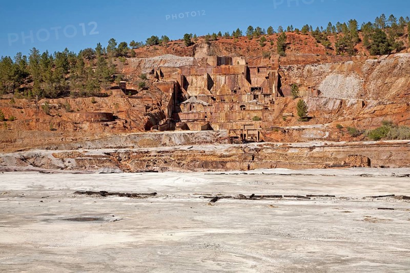 Lunar like despoiled landscape from opencast mineral extraction in the Minas de Riotinto mining area, Huelva province, Spain, Europe