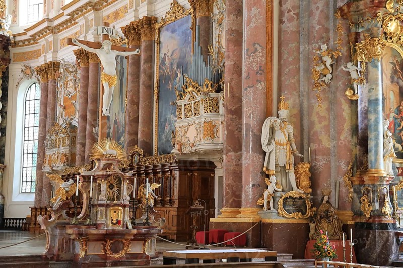 Interior of the Cistercian Abbey Church Fürstenfeld in Fürstenfeldbruck, Upper Bavaria, Bavaria, Germany, Europe