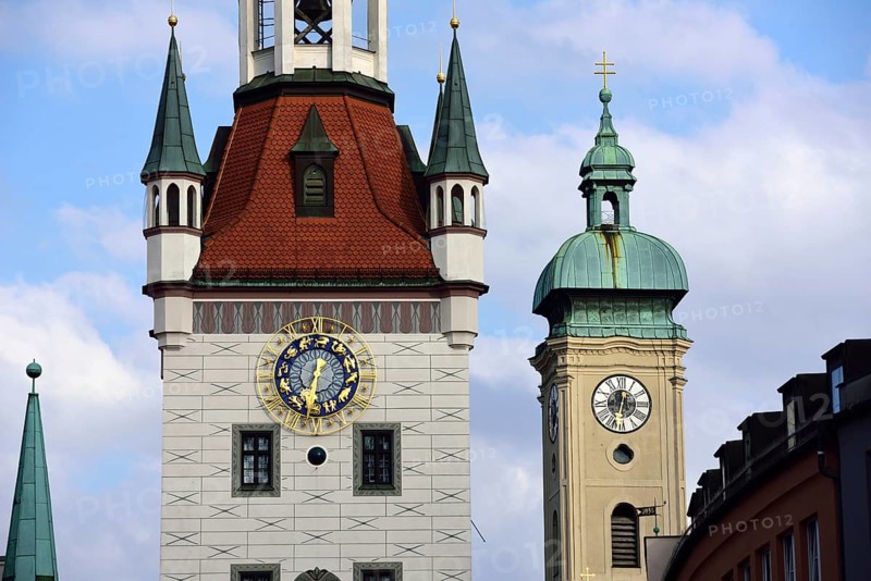 Europe, Germany, Bavaria, State Capital Munich, City, Marienplatz, Old Town Hall, Town Hall Tower, Tower of the Holy Spirit Church, Hamburg, Hamburg, Federal Republic of Germany, Europe
