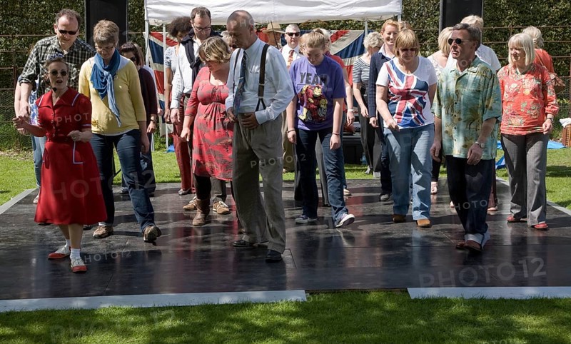 People performing dances to 1940s swing music during a country fair, Helmingham Hall, Suffolk, England, United Kingdom, Europe