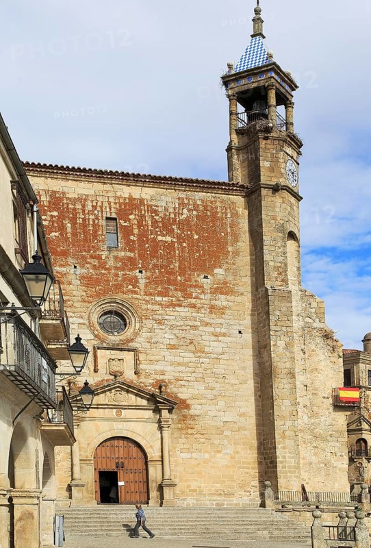 Iglesia de San Martin church in Plaza Mayor h medieval town of Trujillo, Caceres province, Extremadura, Spain, Europe