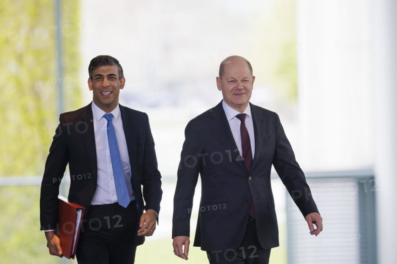 Olaf Scholz (SPD), Federal Chancellor, receives Rishi Sunak, Prime Minister of the United Kingdom of Great Britain and Northern Ireland, in the Chancellery. Berlin, 24.04.2024