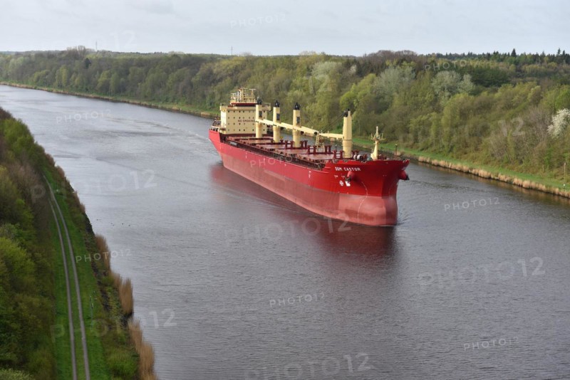 Cargo ship DSM Castor travelling through the Kiel Canal, Kiel Canal, Schleswig-Holstein, Germany, Europe