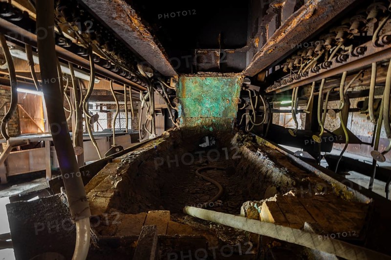 The Muldenhütten smelter site is more than 800 years old. The still existing, historical and heritage-protected metallurgical buildings as well as their partially preserved technical facilities make the site one of the oldest still existing sites of non-ferrous metallurgy in Germany. Shaft furnace building, 19th day of the mining and metallurgy exhibition in the district of Central Saxony, Muldenhütten, Saxony, Germany, Europe