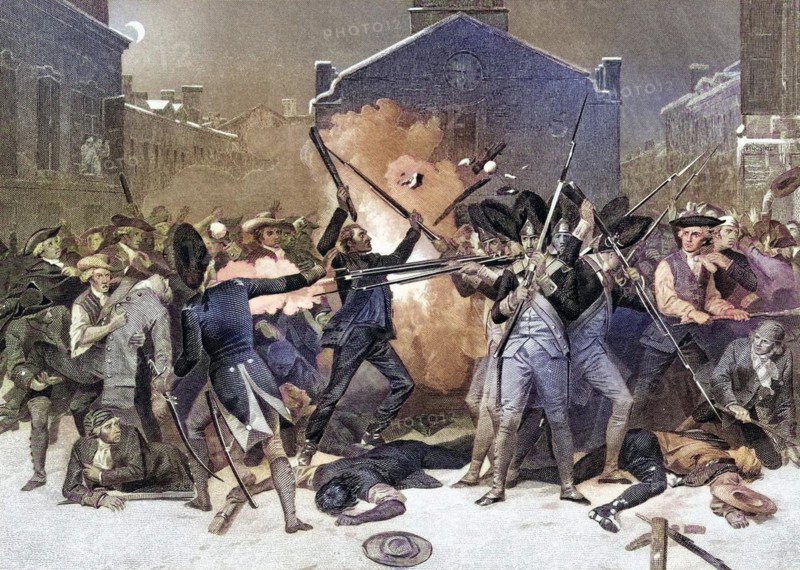 The Boston Massacre 5 March 1770 After Alonzo Chappel from Life and Times of Washington Volume 1, published 1857, The Boston Massacre March 5 1770 After Alonzo Chappel from Life and Times of Washington Volume 1 published 1857, Historic, digitally restored reproduction from a 19th century original, Record date not stated