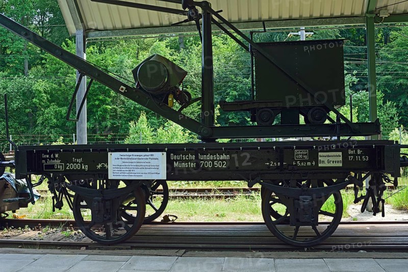 Europe, Germany, Aumühle, Holstein, Duchy of Lauenburg district, Hamburg metropolitan region, Aumühle engine shed museum railway, open-air site, 2-axle crane wagon, built in 1891, Europe
