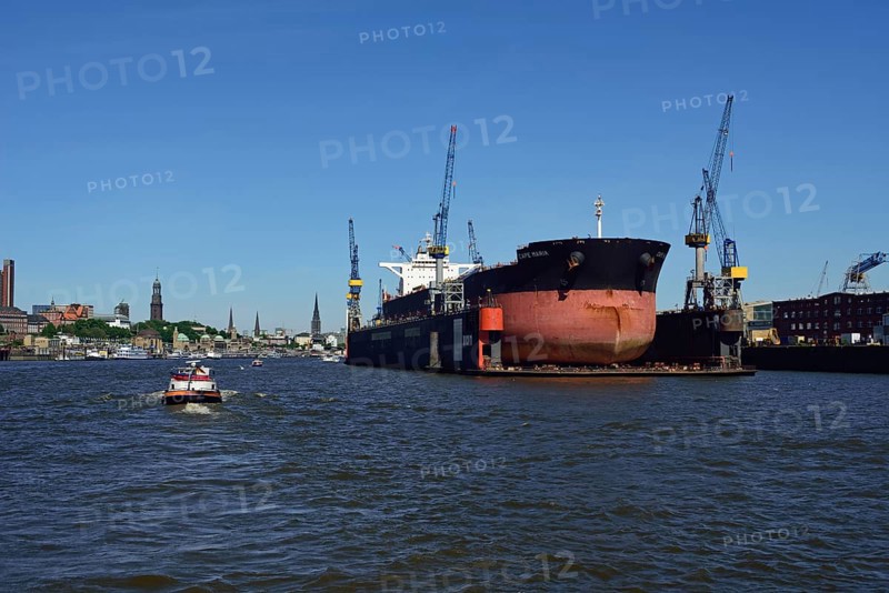 Europe, Germany, Hamburg, Elbe, harbour, floating dock, bulk carrier Cap Maria, 87440 Brt, in floating dock, Hamburg, Hamburg, Federal Republic of Germany, Europe