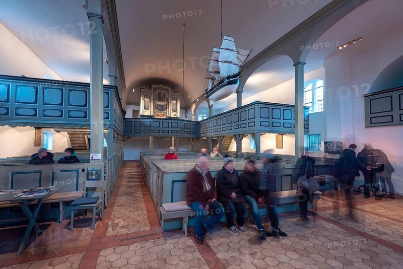 Seamen's church with visitors, Prerow, Mecklenburg-Western Pomerania, Germany, Europe