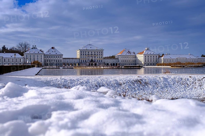 Nymphenburg Palace in winter, Munich, Upper Bavaria, Bavaria, Germany, Europe