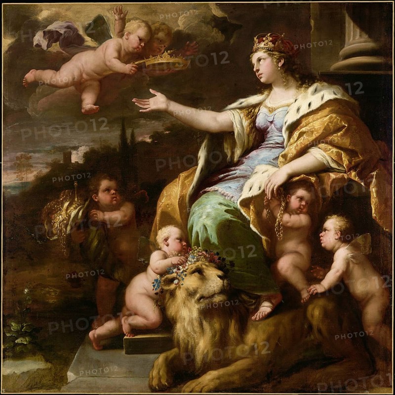 Allegory of Magnanimity (About 1670), painting by Luca Giordano (Italian, 1634-1705), historically, digitally restored reproduction of a 17th-century original, exact date unknown, Allegory of Magnanimity (About 1670), painting made by Luca Giordano (Italian, Historically, digitally restored reproduction of a 17th-century original, exact date unknown