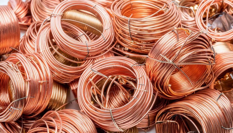 Material, metal, copper, copper wire on wound coil