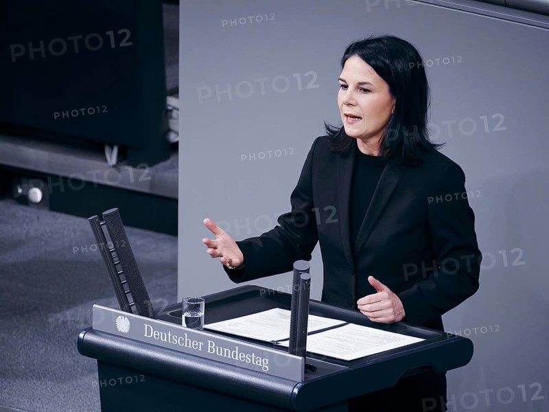 Annalena Bärbock (Alliance 90/The Greens), Federal Minister for Foreign Affairs, delivers a speech on EPL 05 Federal Foreign Office in the plenary session of the German Bundestag in Berlin, 31 January 2024