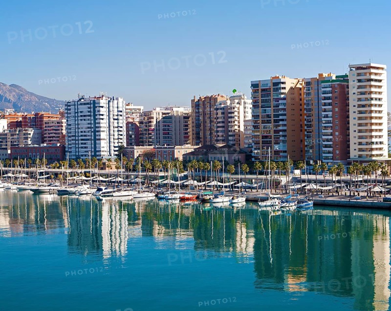 Apartment blocks and yachts in marina of Muelle Uno port development, city of Malaga, Spain, Europe