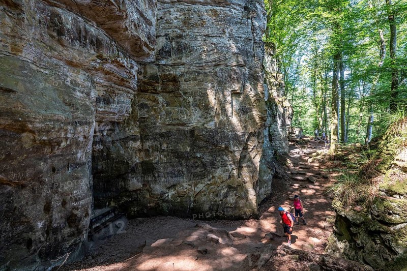 The Devil's Gorge, narrow, accessible gorge of sandstone rocks, with steep rocky gorges, near Irrel, Southern Eifel nature park Park, Rhineland-Palatinate, Germany, Europe