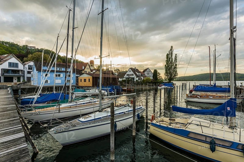 Harbour, sunset, Bodman, Lake Constance, Constance County, Baden-Württemberg, Germany, Europe