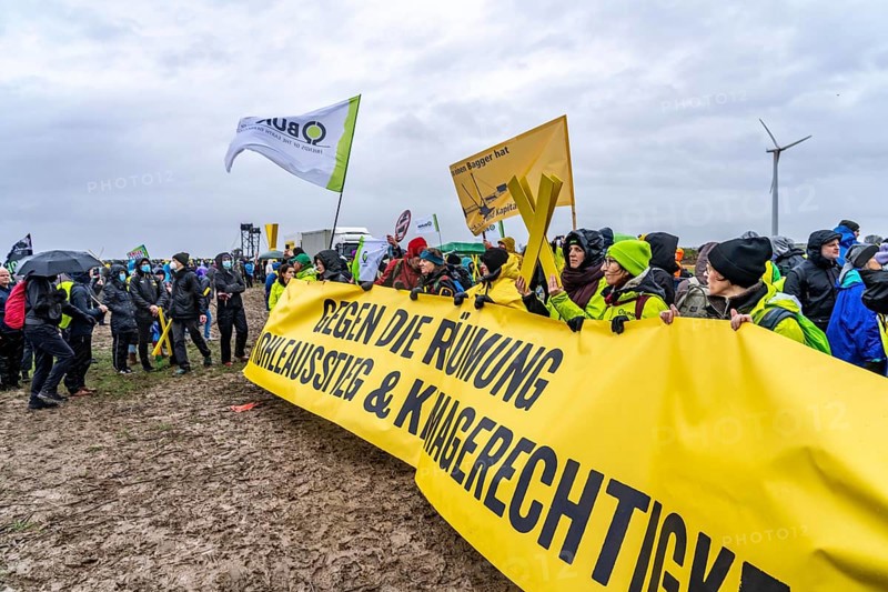 Demonstration against the demolition of the lignite village of Lützerath, from the village of Keyenberg the demonstrators marched to the edge of the Garzweiler open-cast mine and on to the rest of the village of Lützerah, Erkelenz, North Rhine-Westphalia, Germany, Europe