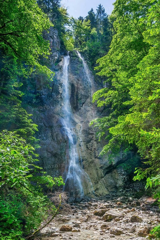 Ohlstadt Waterfall, Ohlstadt, Loisach Valley, The Blue Country, Upper Bavaria, Bavaria, Germany, Europe