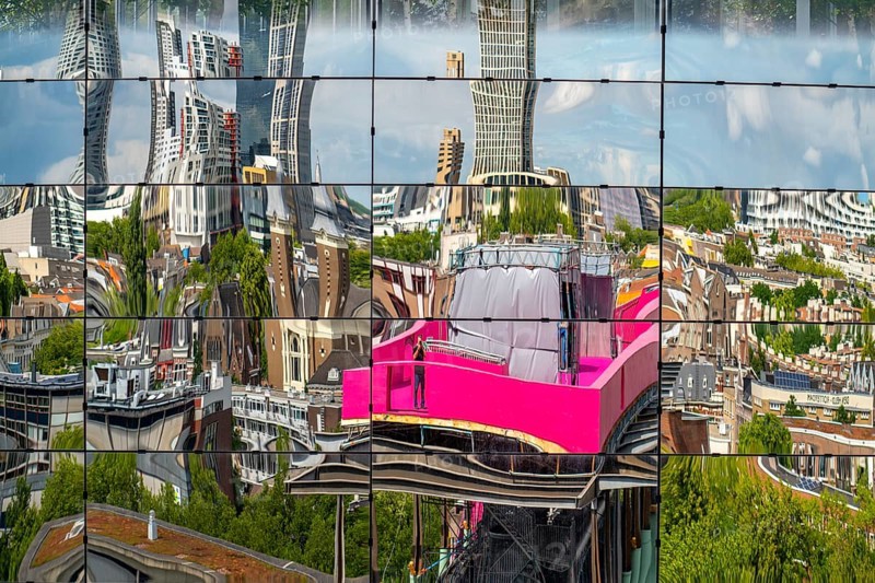 The Boijmans Van Beuningen depot in Rotterdam, show depot of the Boijmans Van Beuningen art museum, over 15, 000 exhibits that are not on display in the museum are presented here, exterior façade with 1664 curved reflective glass panes, birch forest on the roof, Netherlands