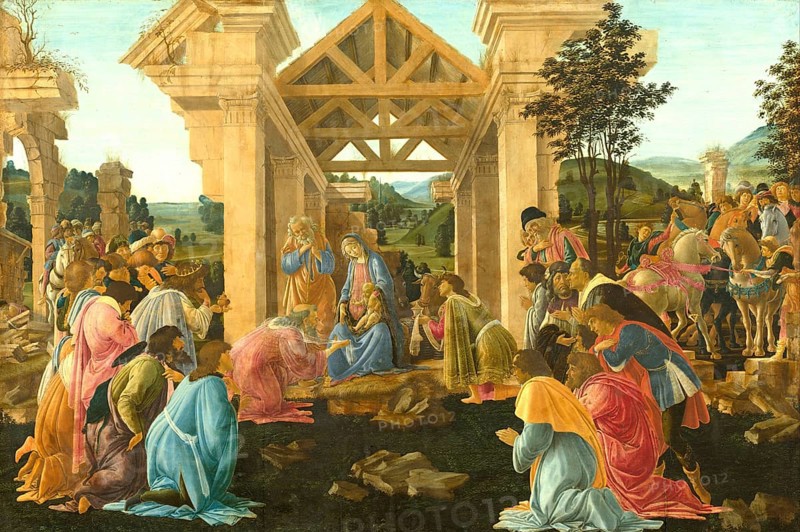 The Adoration Of The Magi, Painting by Sandro Botticelli (1 March 1445, 1510), one of the most important Italian painters and draughtsmen of the early Renaissance, Historic, digitally restored reproduction from an original, Record date not stated