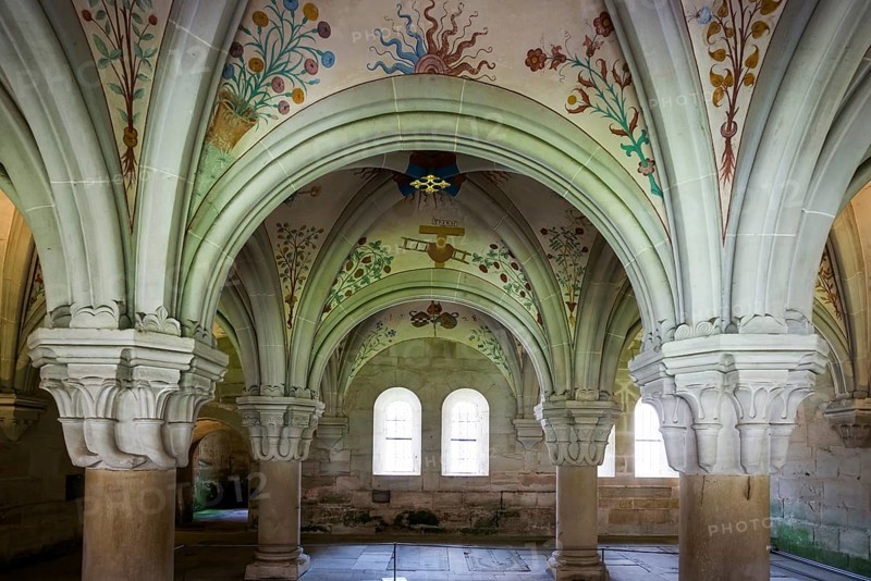 Interior view, Chapter House, Cistercian Monastery Bebenhausen, Tübingen, Baden-Württemberg, Germany, Europe