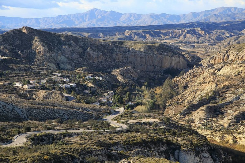 Limestone desert landscape, Los Molinos del Río Aguas, Paraje Natural de Karst en Yesos, Sorbas, Almeria, Spain, Europe