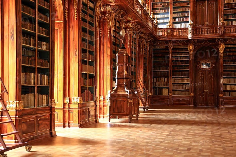 In the monastery library, the library hall in the Strahov Praemonstratensian Monastery, Prague, Czech Republic, Europe