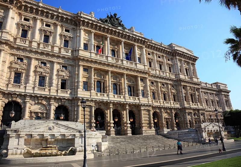 Palazzo di Giustizia, Palace of Justice, Prati district on the banks of the Tiber, Rome, Italy, view from south, Europe