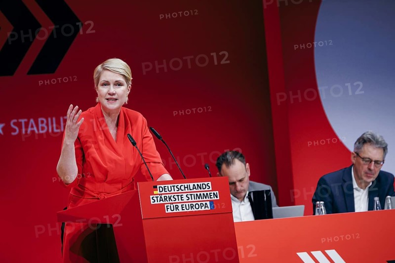 Manuela Schwesig, Minister-President of Mecklenburg-Western Pomerania, recorded at the European Delegates' Conference of the German Social Democratic Party in Berlin, 28 January 2024