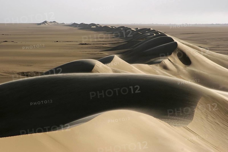 Sand dune belt and sunrise in the Erg of Bilma, a Dune Sea in the Ténéré desert region of the south central Sahara, Niger, Western Africa, Africa