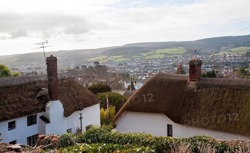 Morning view over houses in Minehead, Somerset, England, United Kingdom, Europe